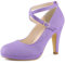 Allegra K Women's Platform Cross Strap Stiletto Heels Mary Jane Pumps Purple 4 UK/Label Size 6.5 US