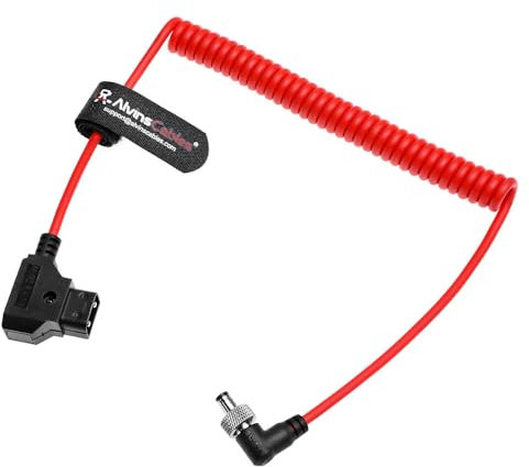 Alvin's Cables Cable Dtap ultra suave con bloqueo DC 2.1 de ángulo recto, Atomos Ninja Dtap Cable de alimentación en espiral para dispositivos de vídeo monitor PIX-E7 PIX-E5, para Hollyland Mars 400s