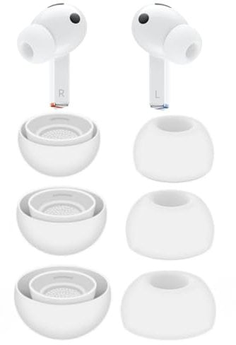 Rhinenet Ear Tips for Samsung Galaxy Buds3 Pro (Fits Charging Case) Compact Case, Ultra Comfort Noise Cancelling Replacement Tips for Samsung Galaxy Buds Pro 3 (Silicone White, S+M+L)