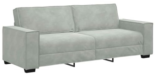 vidaXL Hellgraues 3-Sitzer-Samt-Sofa, stabiles Metall-/Holzgestell, bequeme Polstercouch für Wohnzimmer, Büro, Gästezimmer
