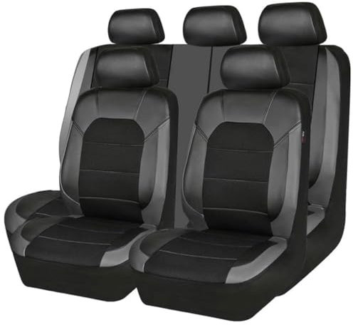 GFFLH Auto Sitzbezüge für Nissan Qashqai I J10 2007 2008 2009 2010 2011 2012 2013 2014, Wasserdicht Sitzbezug Komplett Set PU Leder Autositzbezüge Vordersitze Rücksitze Schonbezüge,Grey