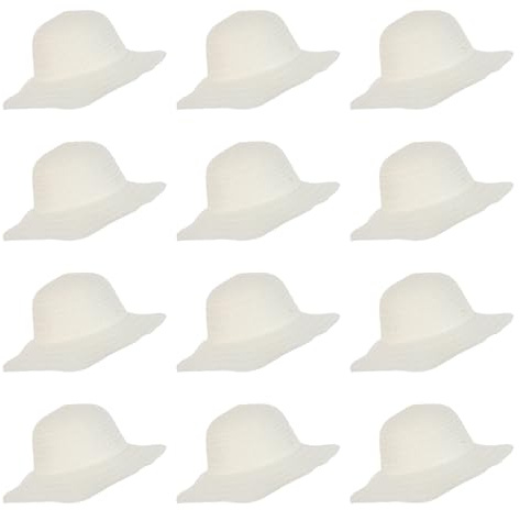 LALADEFIEE Lot de 12 Chapeaux de Paille Beige à Larges Bords, Chapeau de Fermier Asiatique Confortable pour Cosplay et Peinture Artistique, Protection UV pour Hommes et Femmes