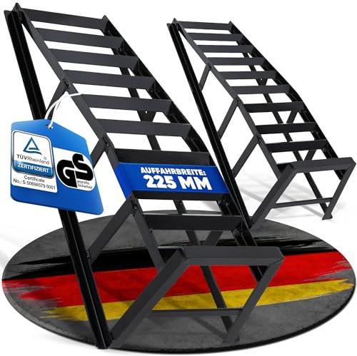 NTG Profi Auffahrrampe PKW Set 2 Tonnen - Extra Breit 225 mm 20° Winkel