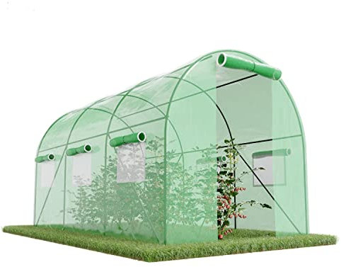 Générique Serre de Jardin Tunnel 7m² - bâche armée - avec fenêtres latérales et Porte zipée