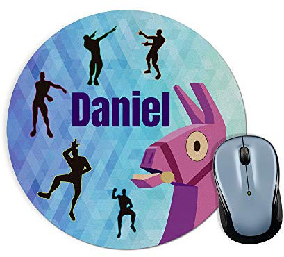 LolaPix Tapis de Souris personnalisé avec nom. Cadeaux personnalisés pour Les Fans. Divers modèles 20x20cm Ronde. FORTNITE