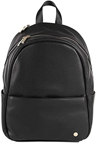 Little Unicorn - Skyline Rucksack - Wickeltasche, Arbeitstasche, Reisetasche mit Wickelauflage - veganes Premium Leder - Gold Akzente - strapazierfähig- 5 Innentaschen - leicht zu reinigen (Schwarz)