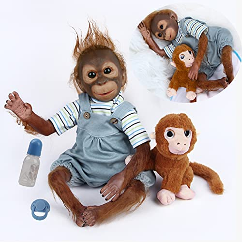 antboat Reborn AFFE Jungen 50 cm 20 Zoll Weiches Silikon Vinyl Reborn Puppe Lebensecht Neugeborene Echte AFFE Puppe Geeignet für Kinderspielzeug über 3 Jahre