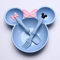 Lot de 3 assiettes avec fourchette et cuillère en forme de Minnie Mickey (bleu)