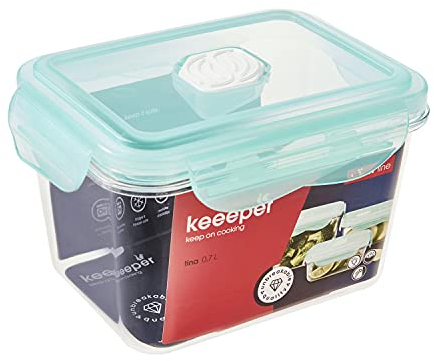 keeeper Frischhaltedose mit Klickverschluss, 14 x 11 x 9 cm, 0,7 l, Tina Tritan, Aquamarine