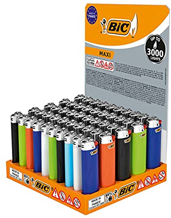 BIC Maxi Reibrad Feuerzeuge Neutral mit Zündstein (BIC Maxi J26) (50 Stück)