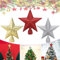 JUNMEIDO 3 Stück Weihnachtsbaumspitze Stern Baumschmuck Glitzernde Christbaumspitze Stern Baumspitze Weihnachtsbaum Dekoration Weihnachtsstern für Weihnachtsbaum Baumspitz Deko (10cm,Gold,Rot,Silber)