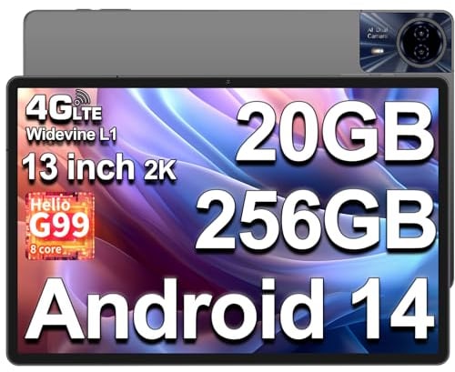 TECLAST T65 MAX Tablet 13 Zoll Android Tablet, Helio G99 Gaming Tablets, 20GB RAM+256GB ROM Tablets-PC(2TB TF), 10000mAh, Großes Display, Widevine L1, 4G LTE SIM + 5G WiFi, GPS/GMS/13MP+8MP/BT5.0