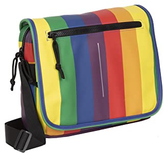 New Rebels ® Mart - Regenbogen - A5 - Mit Überschlag - Umhängetasche - 6L - Grau - 30 x 40 x 20 cm - Unisex-Erwachsene - Frauen - Handtasche