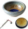 Wazakura Ikebana Werkzeug-Set, Hergestellt in Japan, Minoyaki Vase + 61mm Kenzan + Kenzan Pflegewerkzeug - Blau & Braune Vase + Messing Kenzan