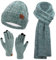 Damen Winter Warm Beanie Mütze Touchscreen Handschuhe und Lang Schal Set mit Fleece Gefütterte, Thermo Wintermütze Strickmütze Schals Winterhandschuhe Strickhandschuhe Frauen Geschenk, Dunkelgrün