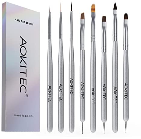 Aokitec Kit de Brosses à Ongles Pinceaux de Vernis À Ongles en Gel, Stylo à Ongle Art, Outils de Peinture avec Pinceau de Gel d'Extension d'Ongle, Outils de Manucure pour Salon DIY à la Maison Femmes