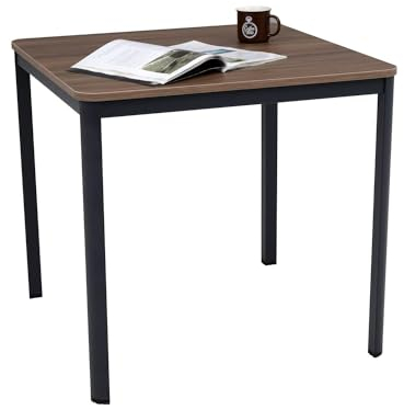 furni24 Schreibtisch D-Profil Nova 80x80x75cm, Nussbaum, Einfache Montage, Arbeitstisch, Bürotisch, Küchentisch, Esstisch, Druckertisch Büro-Möbel Computertisch Gaming-Tisch Mehrzwecktisch