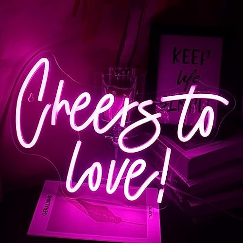 Led “Cheers To Love Neon Zeichen USB mit Dimmer Schalter Neon Lichter für Zimmer Home Bar Art Wand Dekor Party Fenster Dekor Hochzeit Verlobung Wand Hängende Dekoration (Rosa)
