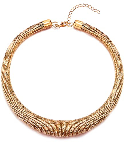 COOLSTEELANDBEYOND Minimalista Moda Stile Oro Rosa Filo Bavoir Girocollo Choker Statement Collana, Festa
