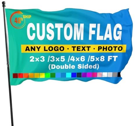 Custom Personalised 2x3FT Double Sided Photo Logo Text Flag for Indoor/Outdoor Decoration & Celebrations