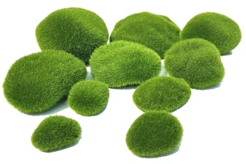 JDCMEI 10 Pezzi Palline di Muschio, Pietre di Muschio Verde Verde Decorazioni Finte di Muschio Muschio Artificiale in Forma di Pietre per Composizioni Floreali, Giardini Fatati e Artigianato