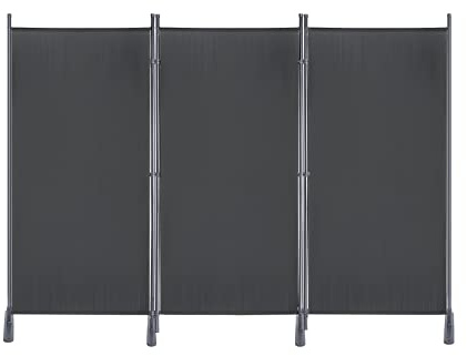UISEBRT Paravent Raumteiler Klappbar Trennwand Freistehend Sichtschutz Stellwand 4 Teilig Wandschirm für Innen Outdoor Balkon, mit Kabelbinder und Bodenheringe (225x180cm, Dunkelgrau)