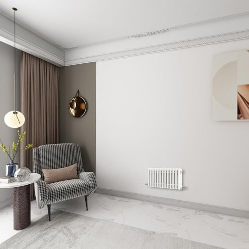 Huibathroom 300x605mm White Cast Iron Horizontal Triple Column Traditional Central Heating Radiators