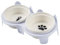 Ceramic cat bowls set with stand, 2-piece set, cat shaped pet food container dish (White)