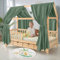 iLuane Hausbett Himmel aus 100 % Baumwolle Musselin – Stoffhimmel Kinderbett Deko mit Schleifen – Betthimmel für Mädchen & Jungen – Vorhang für Hausbett – in 6 Farben & 4 Größen