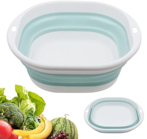 HZXINYI Collapsible Washing Basin 1 pcs Portable Laundry Basin Space Saving for Laundry Basin Vegetable Basin Wash Basin Foot Basin Dishwashing Basin Blue/Pink Plastic Square 2.5L