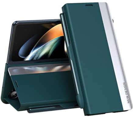 COQUE Leather Flip Case for Samsung Galaxy Z Fold 6, Kickstand, Magnetic Closure, Stylus Slot Folding Phone Cover for Samsung Galaxy Z Fold 6-Green