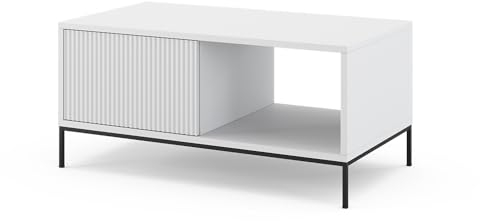 Vicco Couchtisch Eliza, Wohnzimmertisch mit Schublade, Weiß, 90 x 50 cm mit Einer Schublade