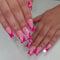 GlamRays 24 Stück Press on Nails Lang Quadrat False Nails Glänzend Leuchtend Rosa French Nails Acryl Nägel Squoval Kunstnägel Sommer Blume Stick on False Nails mit Design