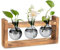 Hewory Propagation Station Geschenke für Frauen: Grau Vasen Deko Terrarium Glas Kleine Vasen für Tischdeko Esstisch - Vintage Deko Vase Glas Ableger Pflanzen Glas mit Ständer für Deko Wohnzimmer