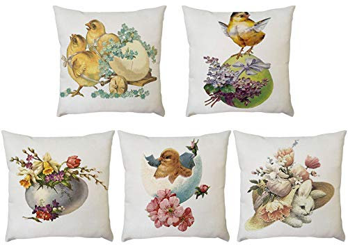 SLYGOU KissenhüLle Ostern,Kissenbezug KissenhüLle Stoff Mit Ostermotiv Kissenbezug Ostern 40x40 Osterdeko Outdoor Baumwolle Leinen Sie KissenbezüGe (40 X 40 cm, Grau Kaninchen)