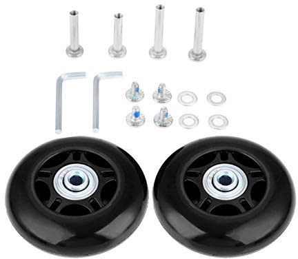 Mtsooning 2Sets 80x24mm Schwarze Gepäck Koffer Ersatzräder Ersatz Wheels mit Achsen Schraubenschlüssel Reparatur