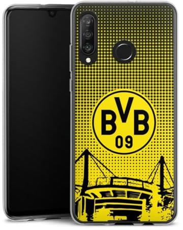 Silikon Hülle kompatibel mit Huawei P30 Lite Case transparent Handyhülle Stadion BVB Borussia Dortmund