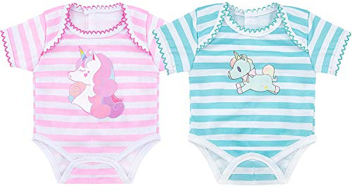 ZWOOS Puppenkleidung für New Born Baby Doll, Strampler für 43cm Puppen, 2er-Pack