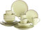 vancasso Tafelservice Set, Navia Geschirrset aus Steingut, 16 teilig Kombiservice, Vintage Aussehen, Natur Design