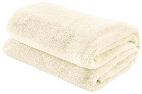 Erwin Müller Teddy-Fleece-Wohndecke Salerno, Fleece-Decke, Kuscheldecke wollweiß Größe 200x220 cm - flauschig weich, pflegeleicht