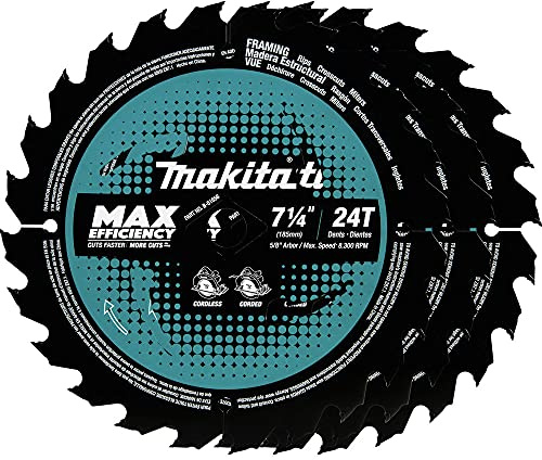 Makita B-61656-3 7-1/4 24T Carbide-Tipped Max Efficiency Circular Saw Blade, Framing, 3/pk