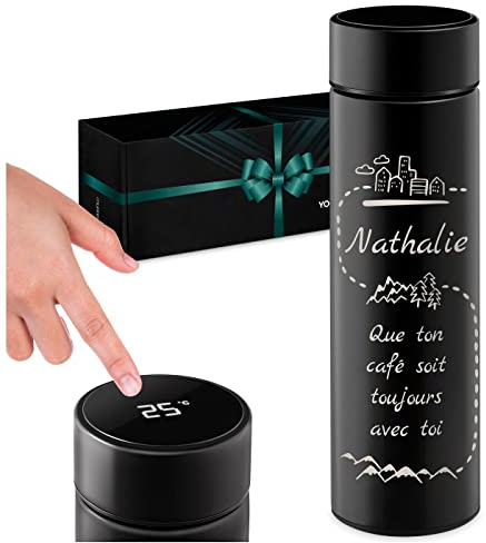 Maverton Mug Isotherme avec gravure - Gourde isotherme 450 ml - Tasse avec afficheur à LED - Cadeau anniversaire femme - Mug à personnaliser - Cadeau Saint Valentin Femme - Toujours