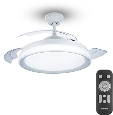 Philips Lighting Bliss DC Lampada LED Da Soffitto Con Ventilatore, Dimmer A Fasi, LED Integrato, Aria Calda/Fredda, 28+35W, Telecomando Incluso, Bianco