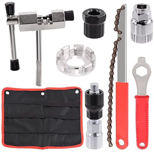 Mardatt 8Pcs Bike Repair Tool Kit Includes Bike Crank Extractor, Spoke Wrench, Bottom Bracket Remover, Cassette Removal Tool, Chain Breaker, Spanner Wrench, Flywheel Chain Removal Tool