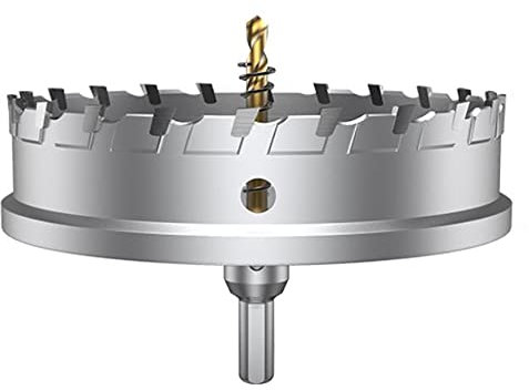 ASNOMY 140mm Punta per sega a tazza con punta in carburo di tungsteno, per metalli duri, sega a tazza T.C.T, con 2 punte per trapano pilota in titanio, per metallo, acciaio, ferro, legno, plastica