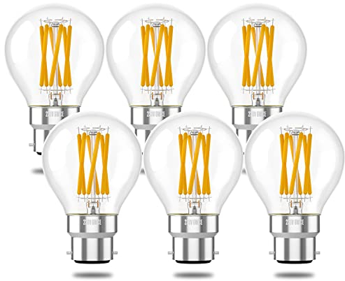 Luxvista Bayonet Light Bulbs Warm White 2700K, Dimmable 6W B22 LED Bulbs, 60W Equivalent, Energy Saving BC G45 Golf Ball Light Bulb for Wall Lamp, Ceiling Light, Desk Lamp Pack of 6