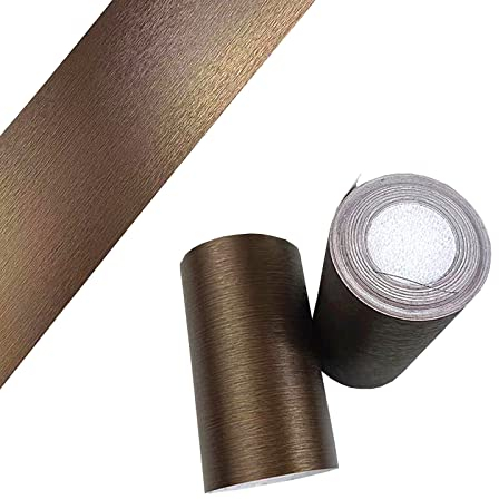 LUO YIYI Gebürstete Metall-Optik zum Abziehen und Aufkleben, PVC, selbstklebende Tapete, Bordüre, Zierleisten, Aufkleber, Haarlinie, 10 cm x 10 cm (Bronze-Gol)