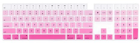 Boaulee Silicone Keyboard Cover Skin for Magic Keyboard with Touch ID and Numeric Keypad Model A2520 2022 Sudio and for iMac 2021 24 inch M1 chip US Layout Anti-Dust Keyboard Protector (Pink)