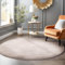HomebyHome Kurzflor Teppich Wohnzimmer 200 cm Rund Beige - Waschbarer Teppich für Schlafzimmer, Esszimmer und Ideal als Küchenteppich - Flauschiger Teppich Extra Weich, Einfarbig, rutschfest, Modern