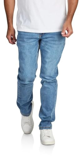 riverso Jeans Herren Stretch lang Straight Fit RIVChris Jeanshose Hose Blau w38, Farbe:Middle Blue Denim (M236), Größe:38W / 36L